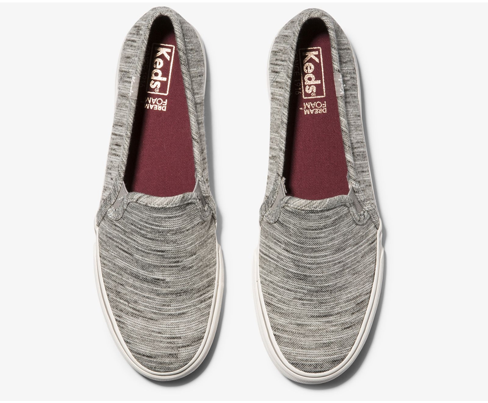 Slip Ons Keds Mujer Grises - Double Decker Heathered Stripe Knit - 3849-WVQEX